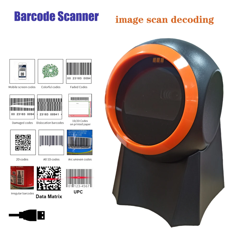 Skaner kodów kreskowych 2D dookólny pulpit automatyczny 1D 2D QR kod macierz danych PDF417 kod kreskowy czytnik Usb dla supermarketu detalicznego