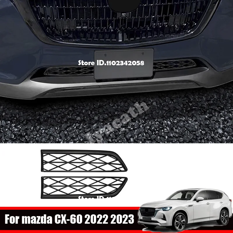 For Mazda CX-60 CX60 CX 60 2022 2023 2024 middle mesh Front Bumper Grille Grill Decoration Panel Cover Trim external Accessories