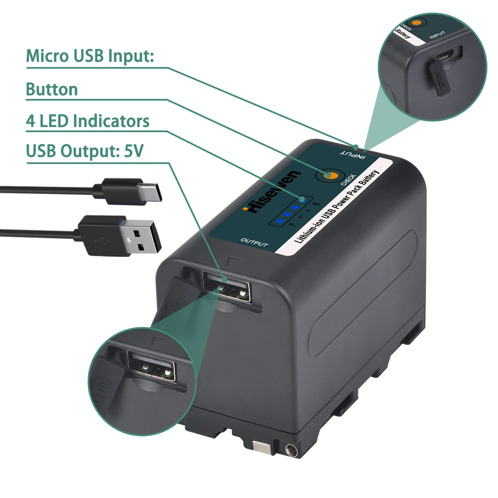 

5900mAh NP-F770 NP-F750 NP F770 NPF770 750 Battery with USB Charge Output for Sony NP-F960 CCD-TRV58 TRV110K TRV26E HVR-Z1