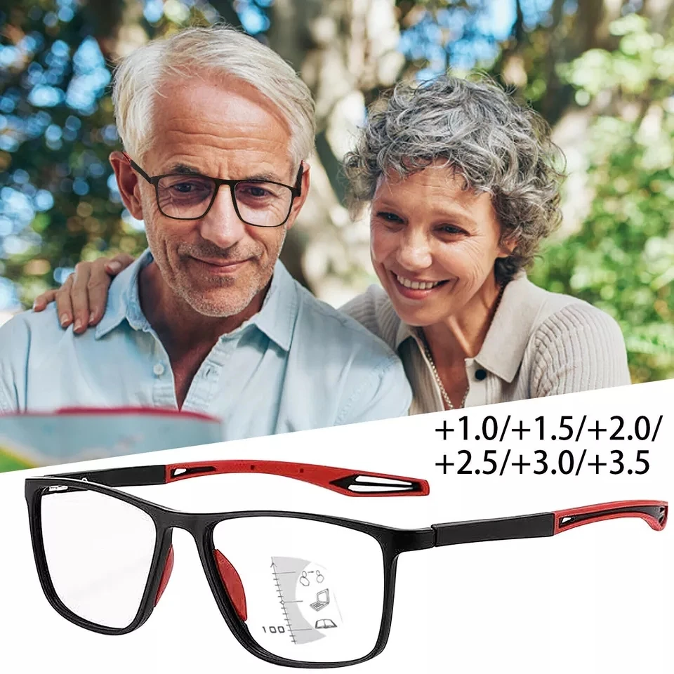 Multifocal Progressive Reading Glasses TR90 Frame Men Women Anti-blue Light Sports Eyeglasses Ultralight Bifocal Presbyopia