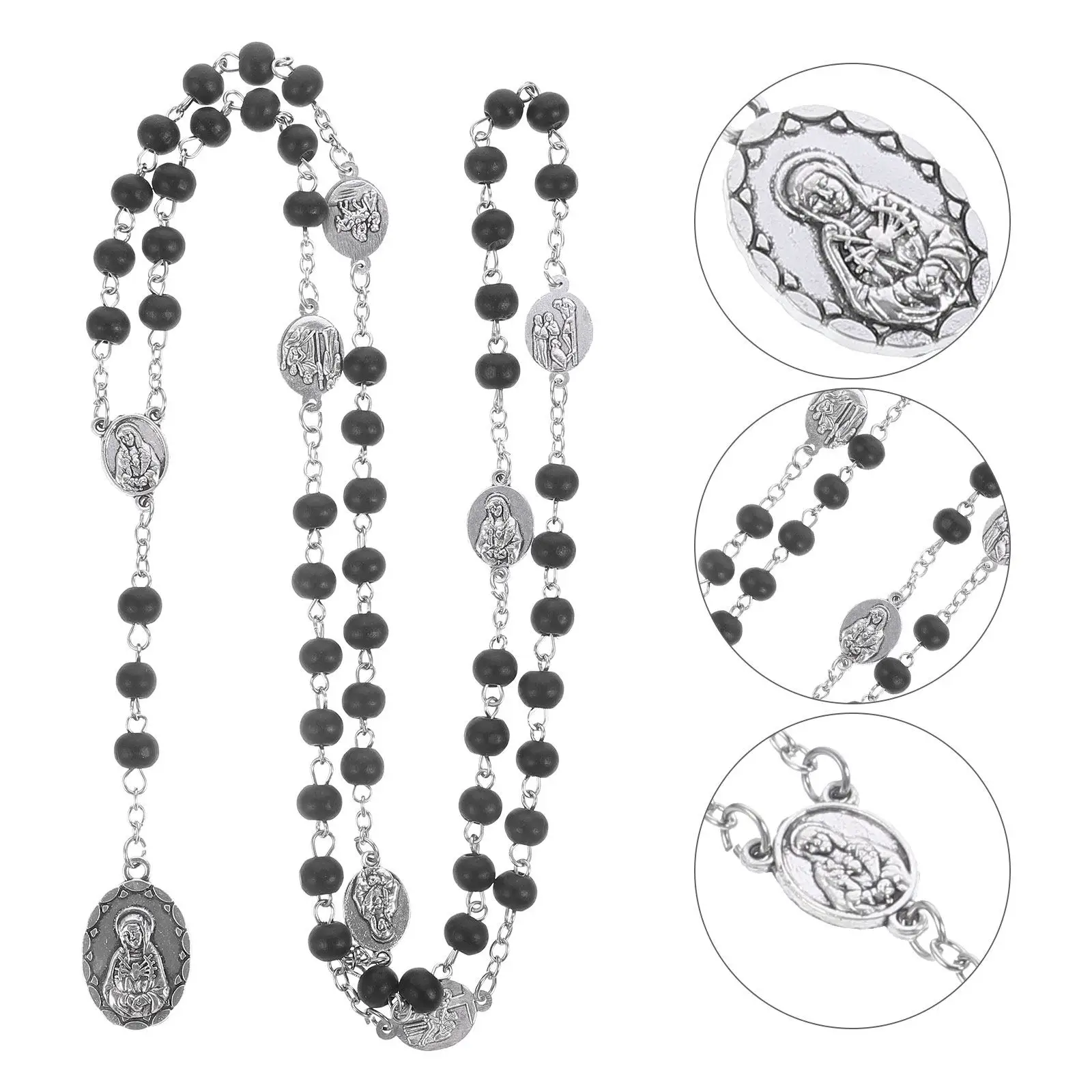 Religious Beaded Necklace Catholic Rosary Prayer Chain for Women Fashion Jewelry Gift Wedding Baptism Communion Celebration