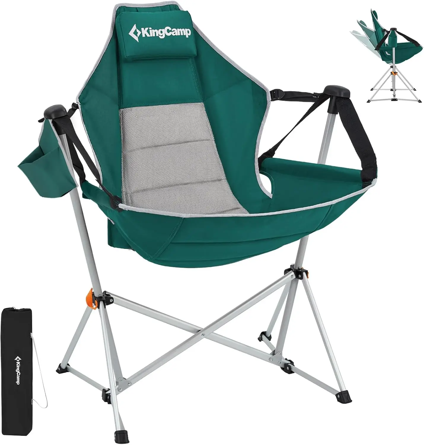 Hammock Camping Chair Swinging Rocking Chair for Adults Lawn Beach Portable Folding Chair with Adjustable Back Support