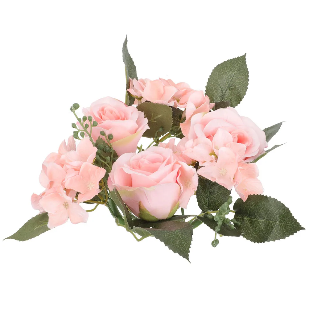 

Mini Wreaths Xmas Wreath Garland Tea Light Ring Pillar Wreaths Home Party Decoration Desktop Artificial Flower