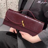 Luxury Design Top-Handle Bags for Women Stone Texture PU Leather Long Purse Ladies Crossbody Shoulder Bags Trend Evening Handbag