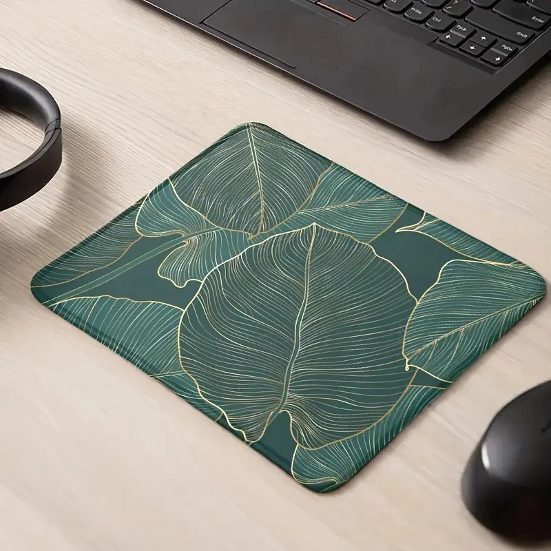 

Office Computer Square Mouse Pad For Home And Office Washable Non-slip Hand-painted Tropical Leaf Printing Patterns