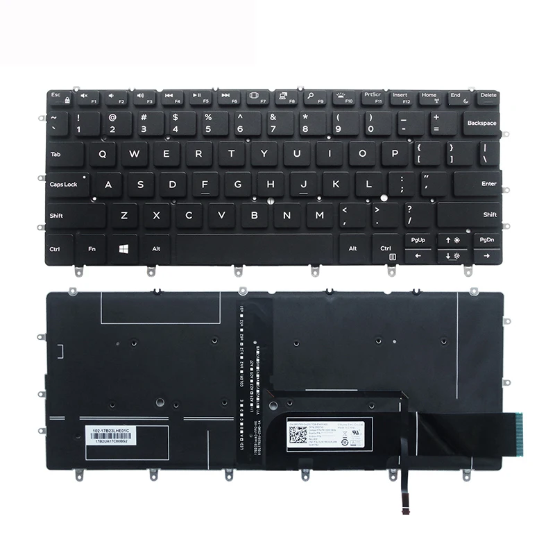 Imagem -02 - Teclado Inglês para Computador Notebook Dell Xps 13 9370 13-9370 13-9370-d1705s 9317 13-9380 Teclado Preto dos Eua