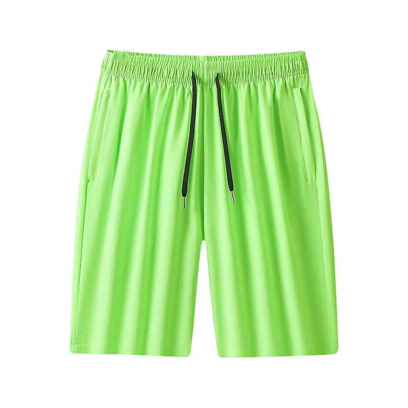 New Men'S Fashion Trend Ice Silk Quick Drying Shorts Youth Elastic Summer Beach Pants Simple Straight Leg 5-Point Trousers