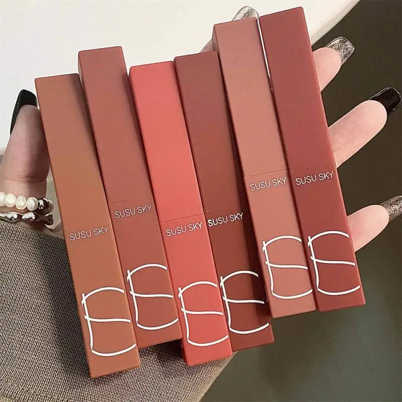 Waterproof And Sweat-proof Matte Lipstick Lasting Lip Gloss Lip Gloss Small Thin Tube Matte Lip Gloss Easy To Color