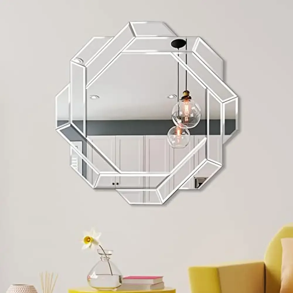 

Beveled Accent Mirror Helicoid Design Clear Reflection Decorative Wall Mirror 24" Nursery Living Room Mirror