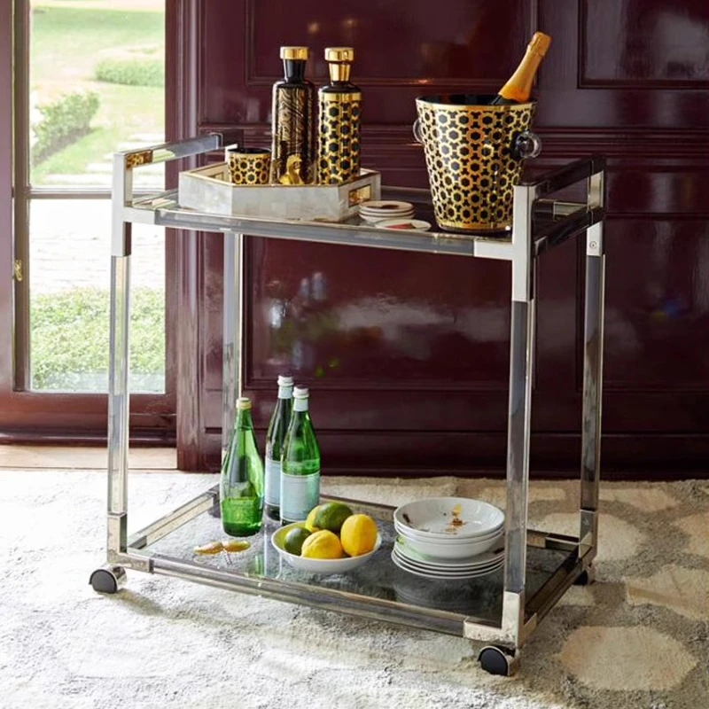 

Acrylic dining car Nordic modern simple fashion hotel meal delivery designer Italian light luxury transparent trolley