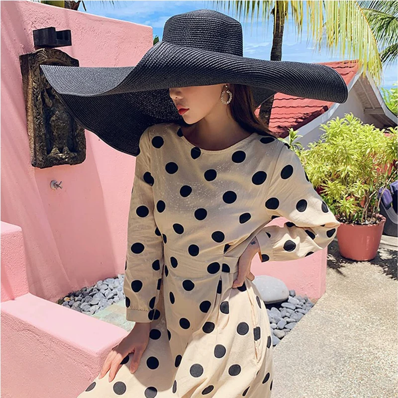 70cm Oversized  Wide Brim Sun Hat Travel  Large UV Protection Beach Straw Hats Women\'s Summer Floppy Foldable Chapeaux Wholesale