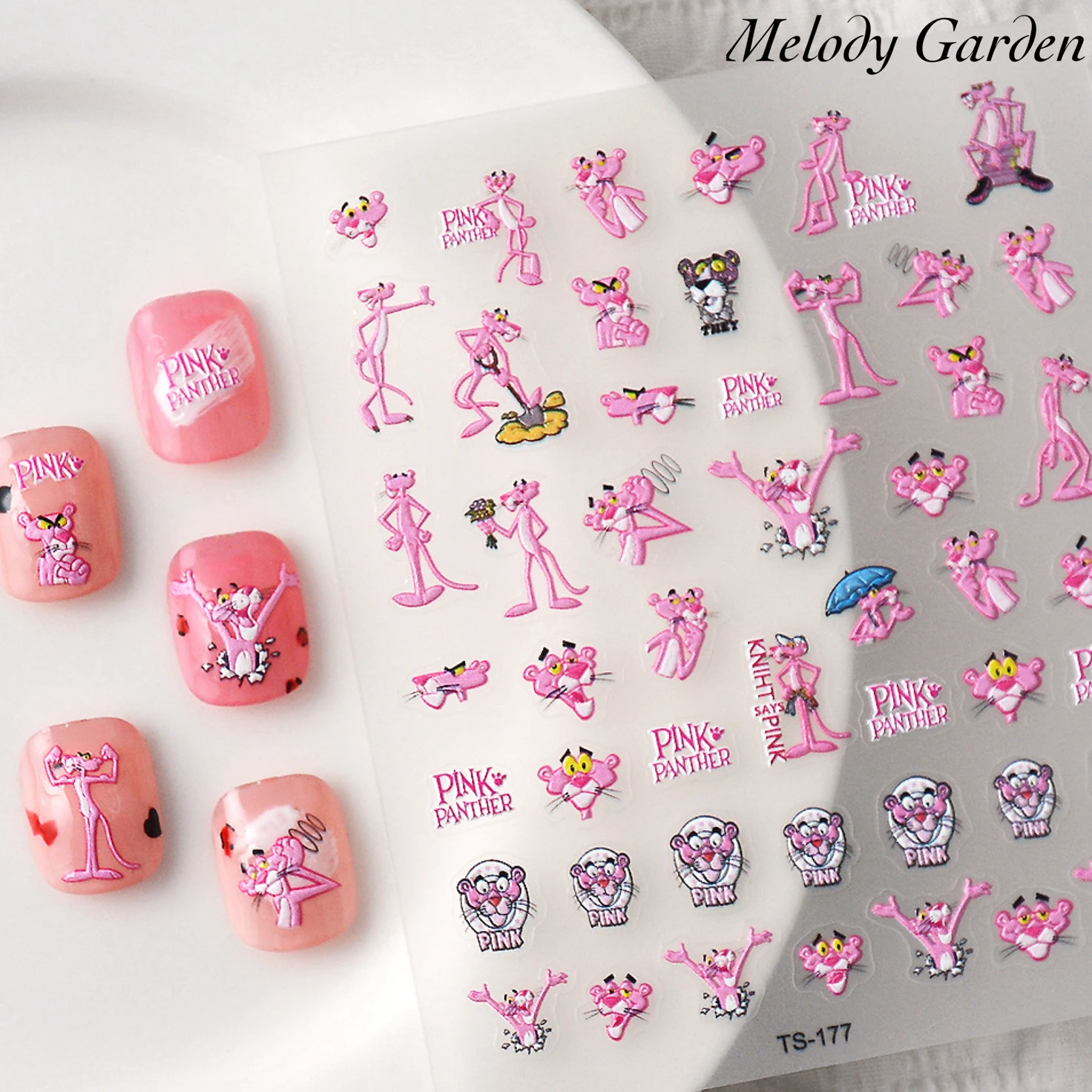 Nieuwste 1 Stuks Roze Serie Cartoon Nail Stickers Karakter Stickers Stickers Voor Nagels Manicure Stickers Nail Art Decoratie