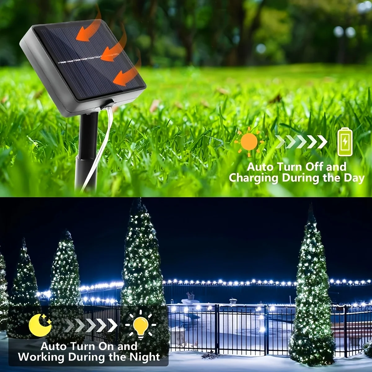 Guirnaldas de luces alimentadas por energía Solar LED, guirnalda impermeable, decoración de hadas para árboles de jardín, Fiesta al aire libre, bodas, Navidad y Halloween