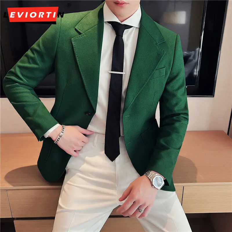 

Men's casual high-end single piece handsome jacket, spring and autumn two button split fit, ruffian and handsome small suit