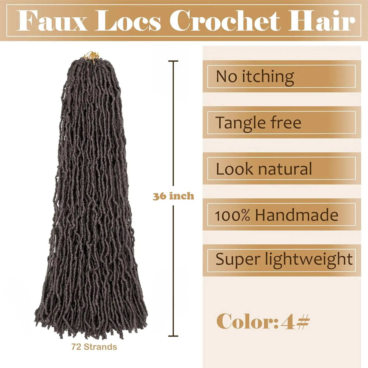 1/6 عبوات من شعر كروشيه فو لوكس 36/42/46 بوصة لينة لوكس لشاعر كروشيه على شكل فراشة لوكس للنساء شعر صناعي #2