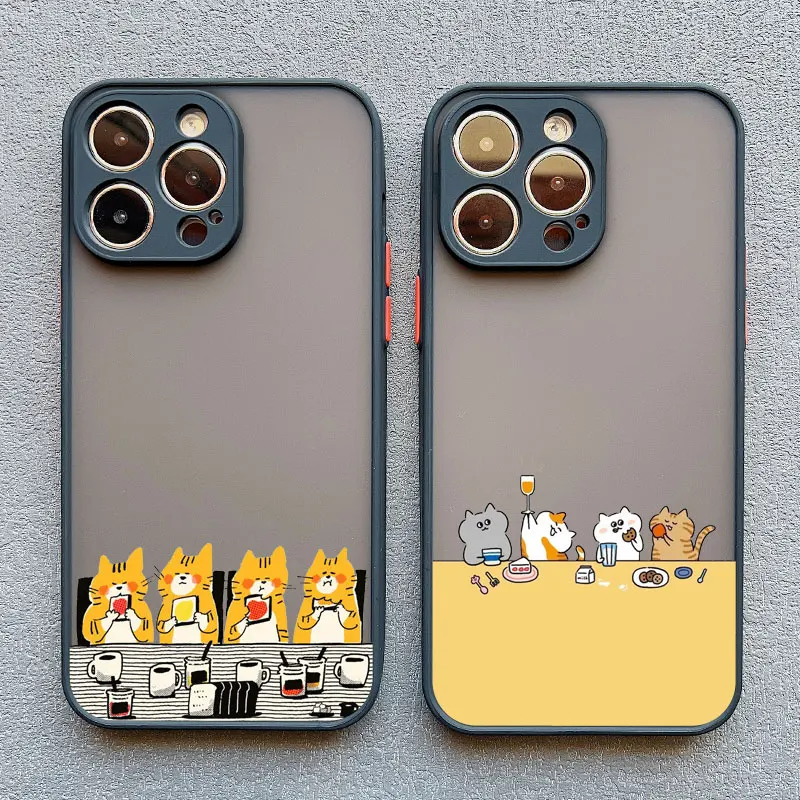 Niedliche Cartoon-Katzen-Illustrations-Handyhülle für iPhone 17 16 15 Pro Max Hüllen iPhone 14 13 12 11 Pro Max Mini XS XR X 16 PlusCover – Detail 13