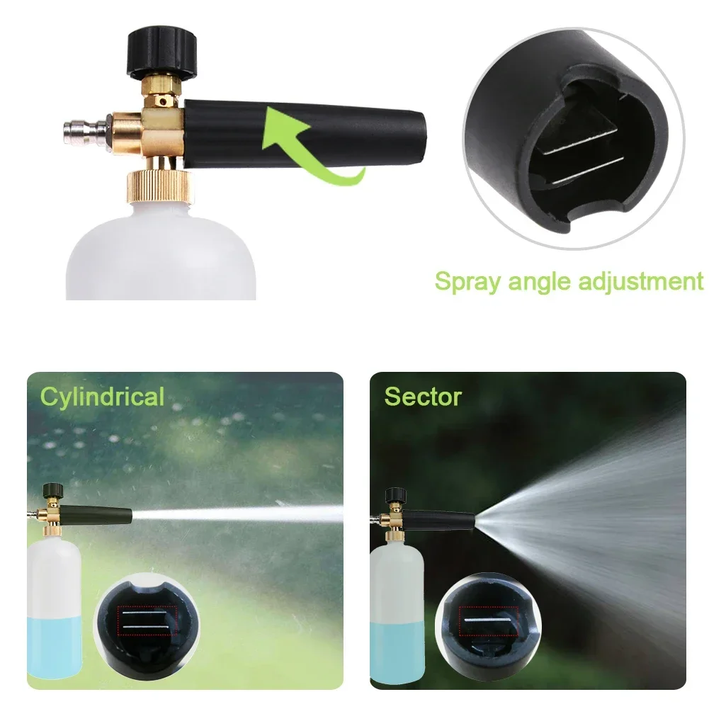 1L Hochdruck-Schaumkanone 1/4 Zoll Schnellkupplung Einstellbarer Autowasch-Seifenschaumsprüher Schaumgenerator – Detail 5