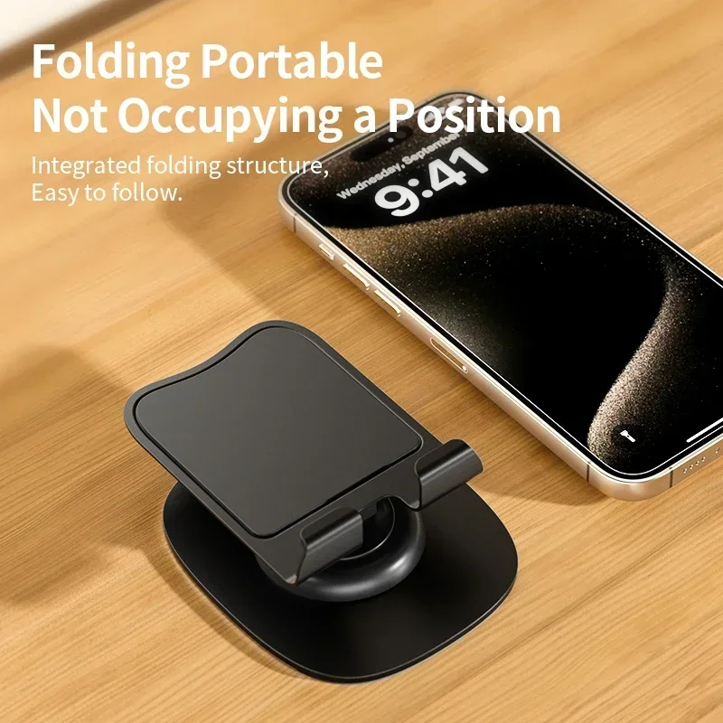 Multi-angle Adjustable Desktop Cell Phone Stand 360° Rotation Foldable Phone Holder Desk Bracket for Smartphone and Small Tablet
