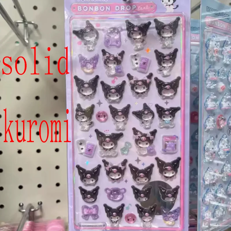 Stile Anime Sanrio Kuromi Hellokitty Hangyodon Cinnamoroll 3D Adesivo gelatina trasparente Adesivi decorativi in cristallo Custodie giocattolo fai da te