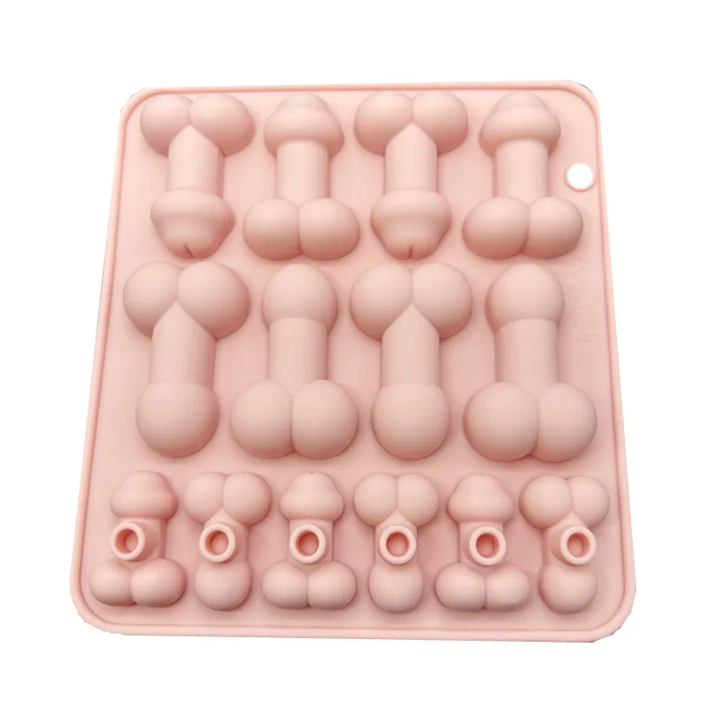 14 Holes Silicone Cake Mold Penis Shape Ice Cube Tray for Creative Sugar Soap Chocolate Fondant Decorating Tool