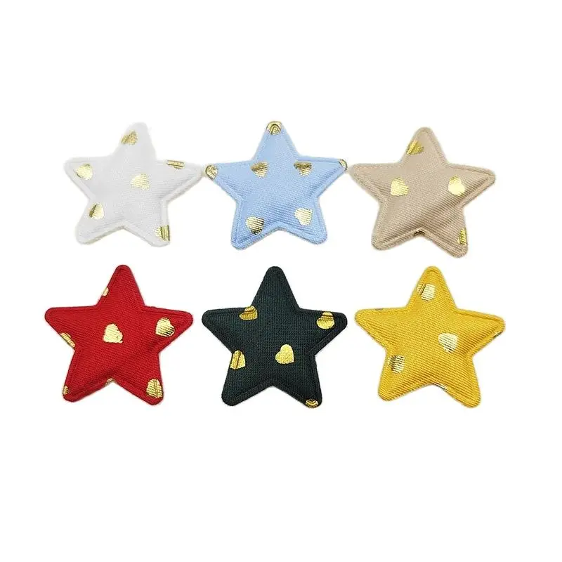 60 Stück, 3,3 cm, niedliche, goldfarbene Herz-, Punkte- und Sternapplikationen mit Polsterung für Kinder-Haarreifen, Haarspangen, Accessoires, Hüte und zur Dekoration. – Detail 8