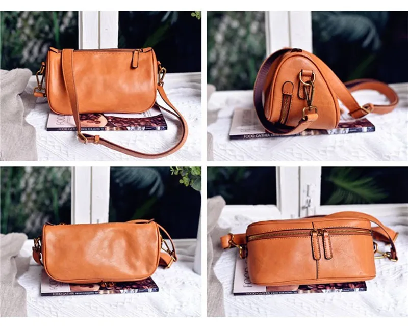 Organizer designer natural genuine leather women's saddle bag fashion casual outdoor real cowhide female shoulder crossbody bag