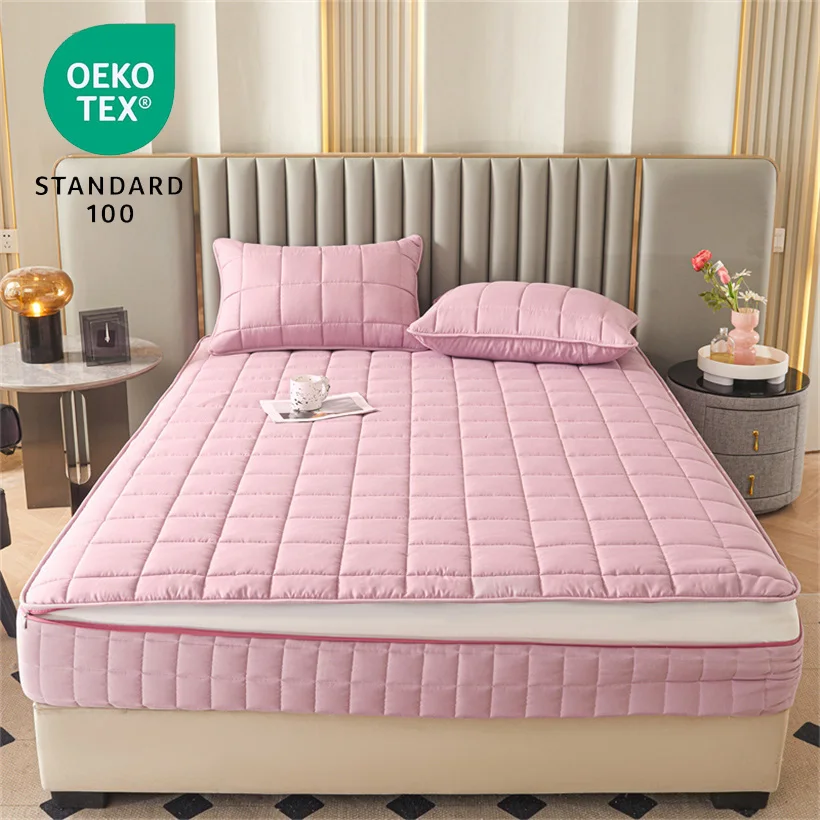 Cotton Six Sides Mattress Cover with Zipper Soft Noiseless Bed Fitted Sheet Mattress Protector Top Removable Mattress Encasement