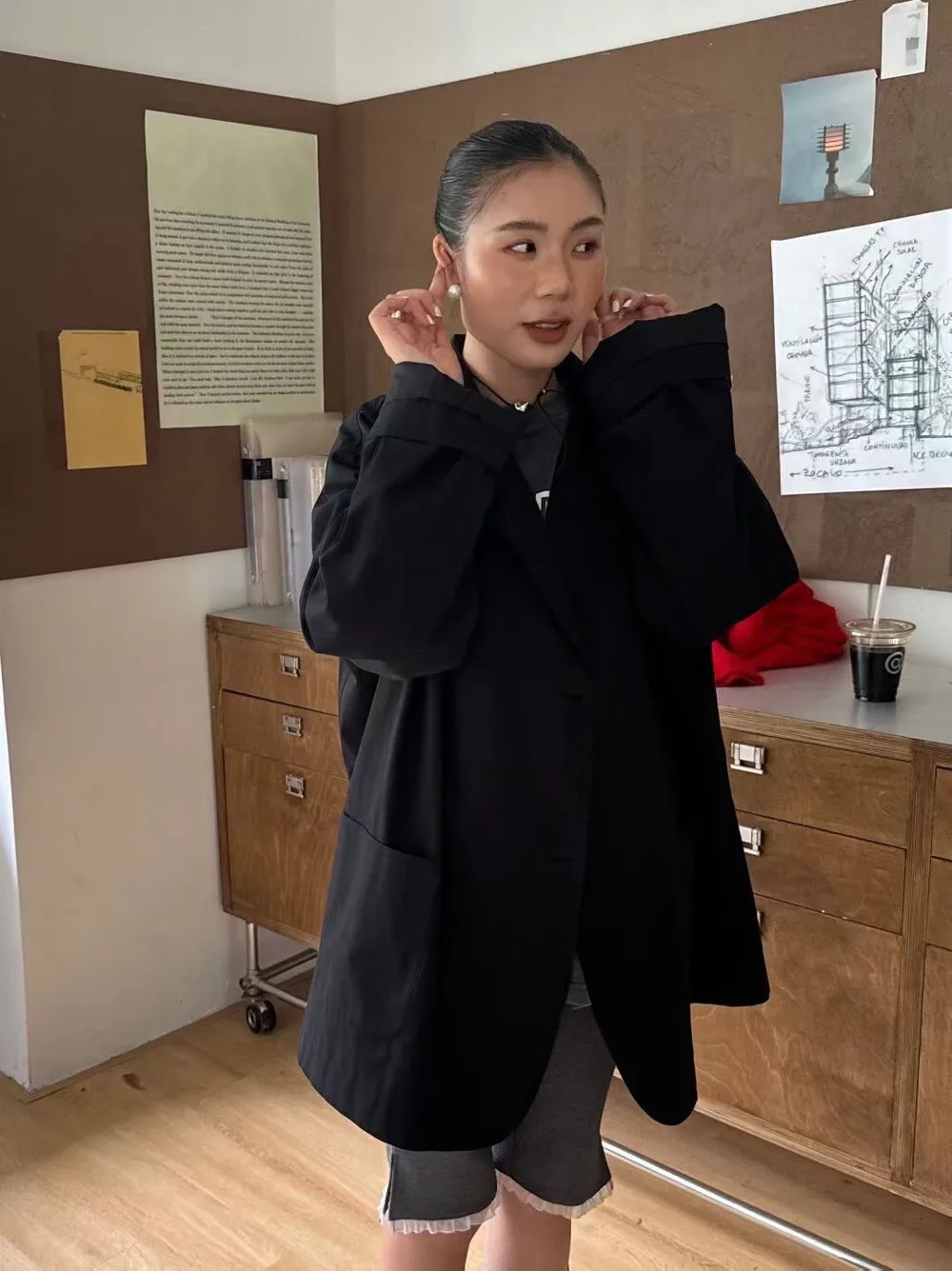 SuperAen 2026 Spring and Autumn New Korean Style Long-Sleeved Women's Casual Jacket Coats Single Breasted Blazers