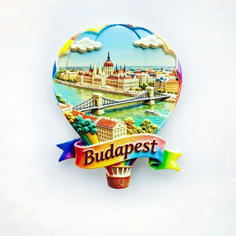 

Budapest Hungary Fridge Magnet - Iconic 3D Hot Air Balloon Souvenir Unique Aerial View Gift for Travel & Romantic Home Decor