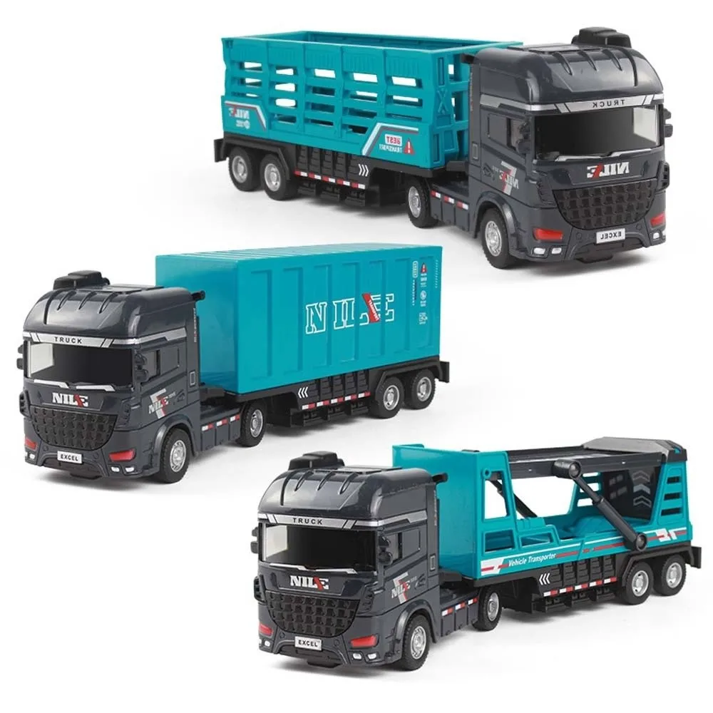 Schaal 1:64 Legering Trailer Model Beweegbaar Gezamenlijk Transportvoertuig Hek Auto Speelgoed Trek Gegoten Metalen Mini Container Truck