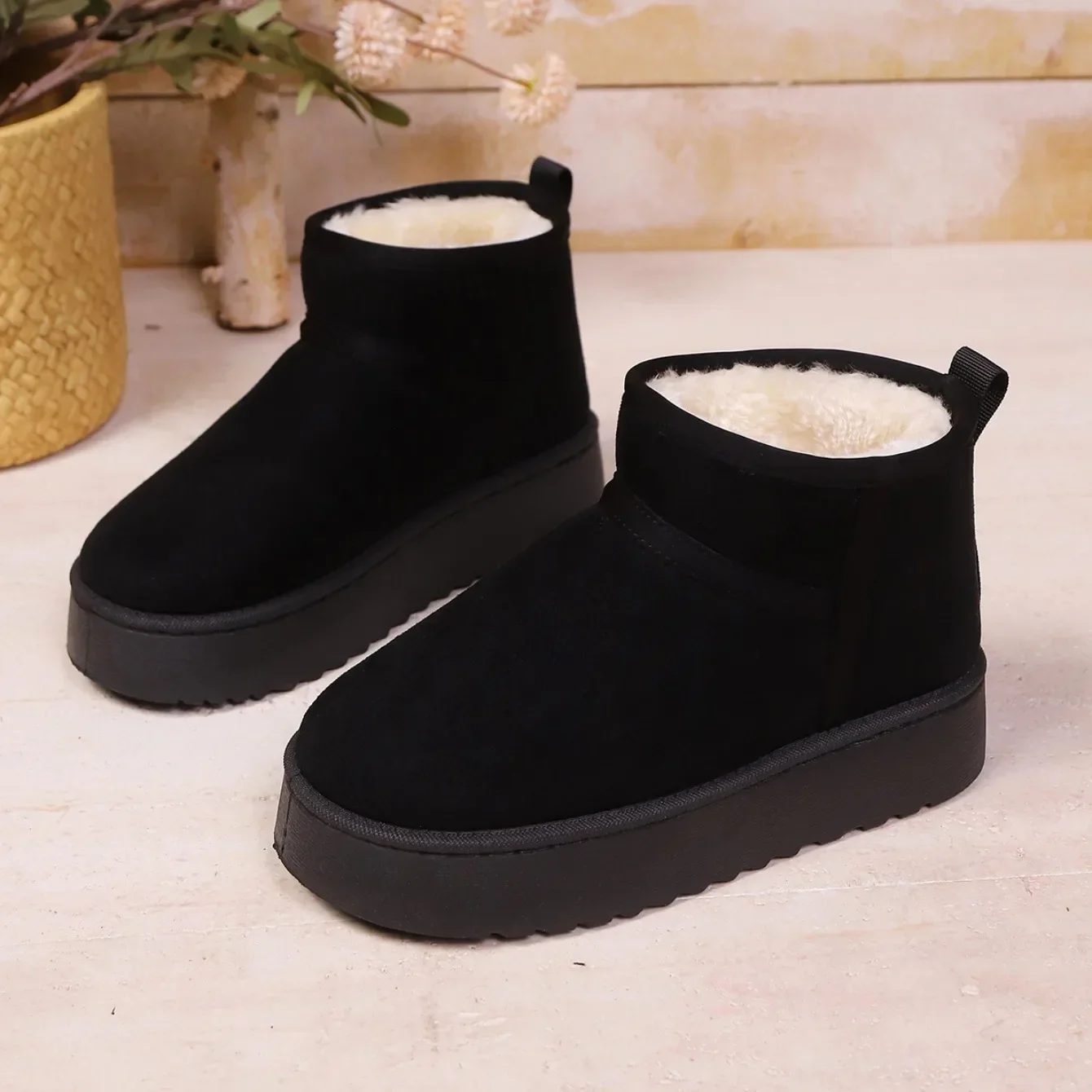 Echte Schafwolle Niedrig Geschnittene Warme Bequeme Schuhe Damen Mode Kurze Schuhe Neue Winter Warme Stiefel Pelz Damen Schneestiefel – Detail 13
