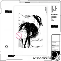 Black and White Anime Sexy Girl Tattoo Stickers Fake Tattoos for Women Men Hip Belly Waterproof Temporary Tatouage Sexuele Party