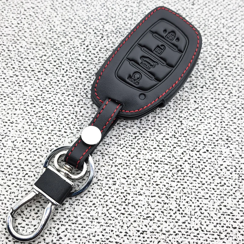 Leather Keychain for Hyundai Ix35 Grand I10 Elantra 2017 Tucson Sonata Ix25 I20 Creta Santa Fe GLS Reina Remote Key Cover Case view 2