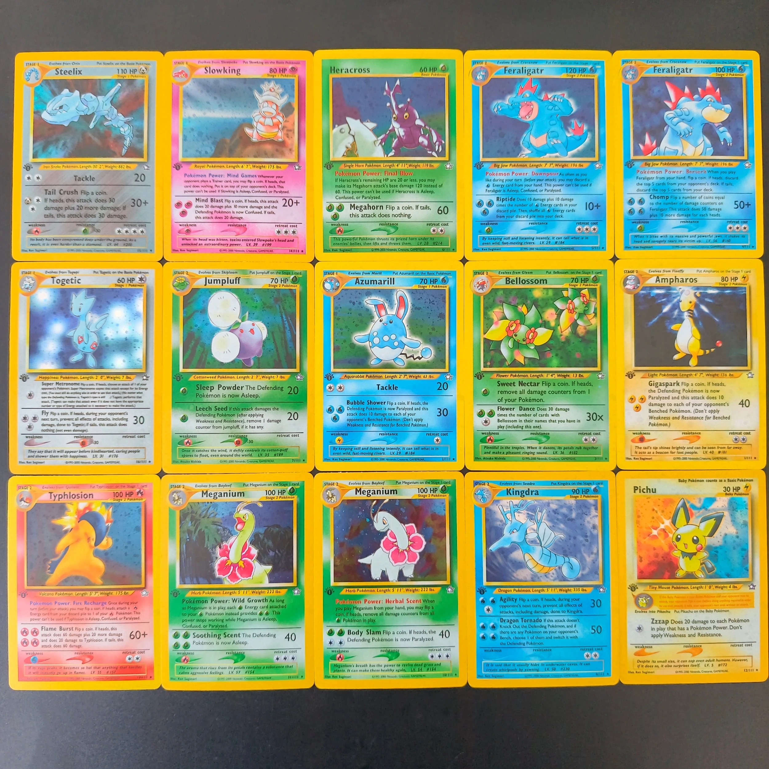 Proxy Pokemon Neo Genesis Collection Card TCG Vintage English Base Set Holo Series Dual Feraligatr Meganium Typhlosion Card