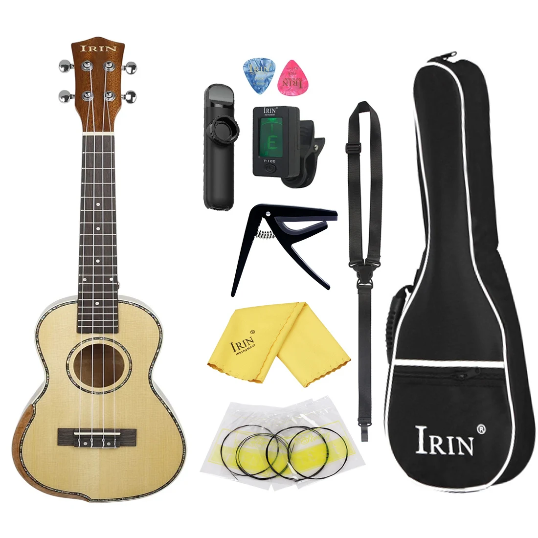 

23 Inch Ukulele Hawaiian Guitar Spruce Panel Guitarra Ukulele 4 Strings Ukulele with Tuner Strap Capo Strings Parts & Accessorie