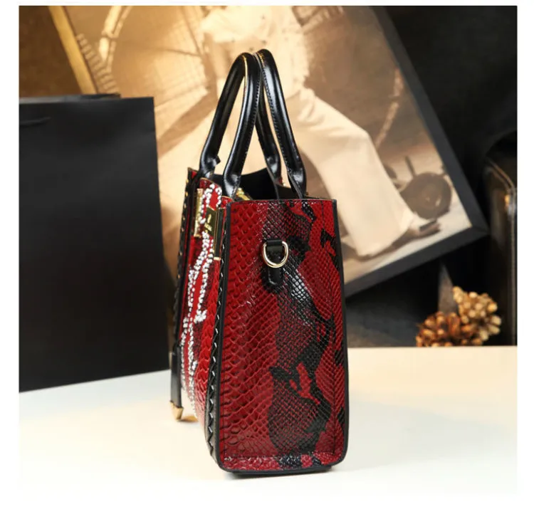 Luxury Cowhide Leather Women Handbag fashion female Serpentine Diamond portable Tote bag ladies shoulder messenger bags 2021 New