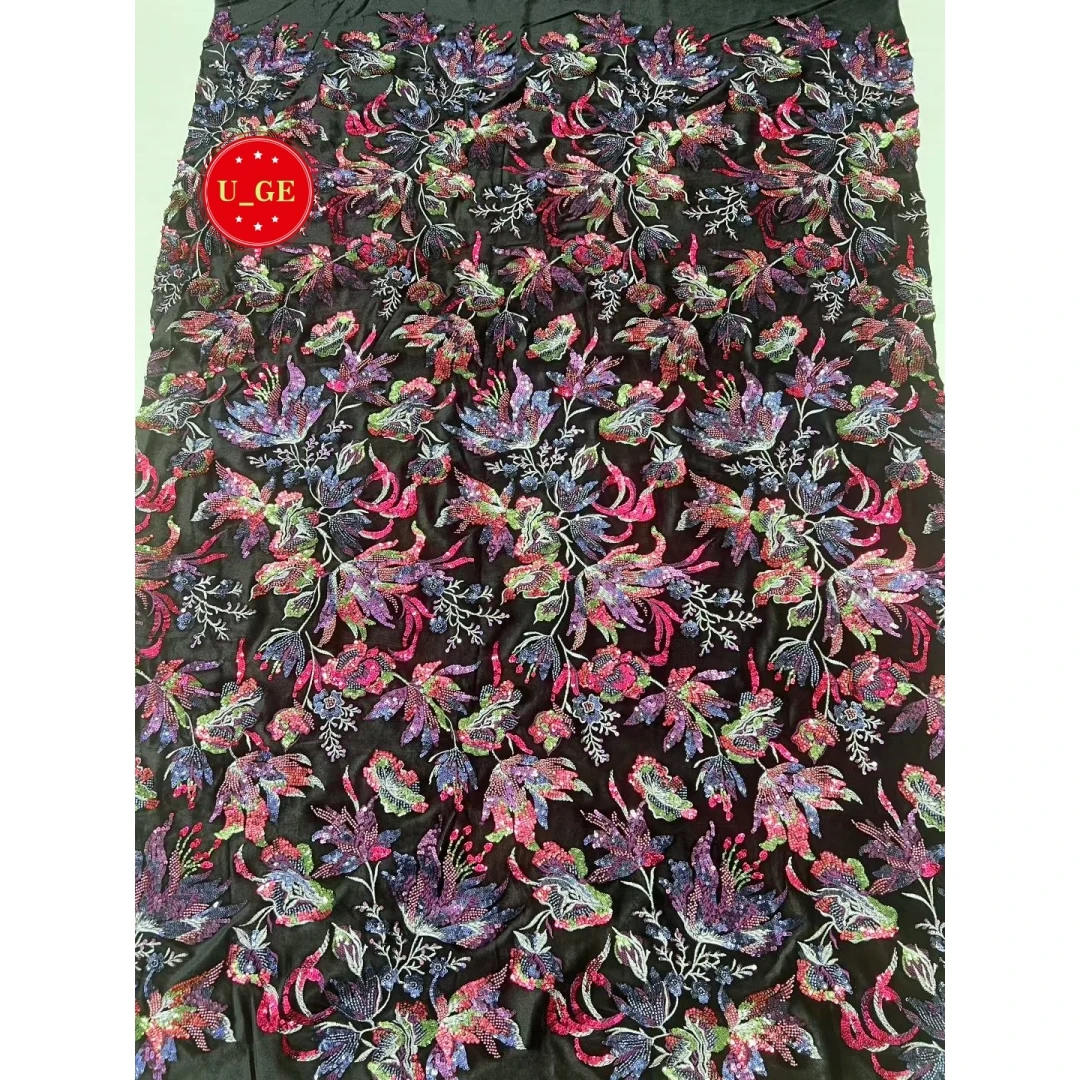

Soft Embroidered Velvet Lace Fabric with Stones Delicate High-Quality Material for Wedding And Evening Dresses U_Ge5898
