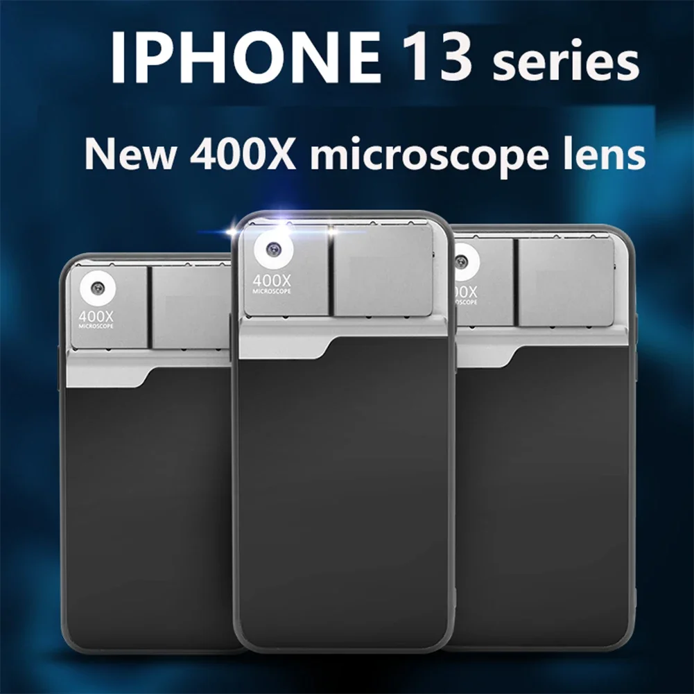 Professional 400X Microscope Phone Lens Case Kit for iphone 13 Pro MAX 14 Pro Max Bulit-in Light Lens Tinyscope Kit Tipscope