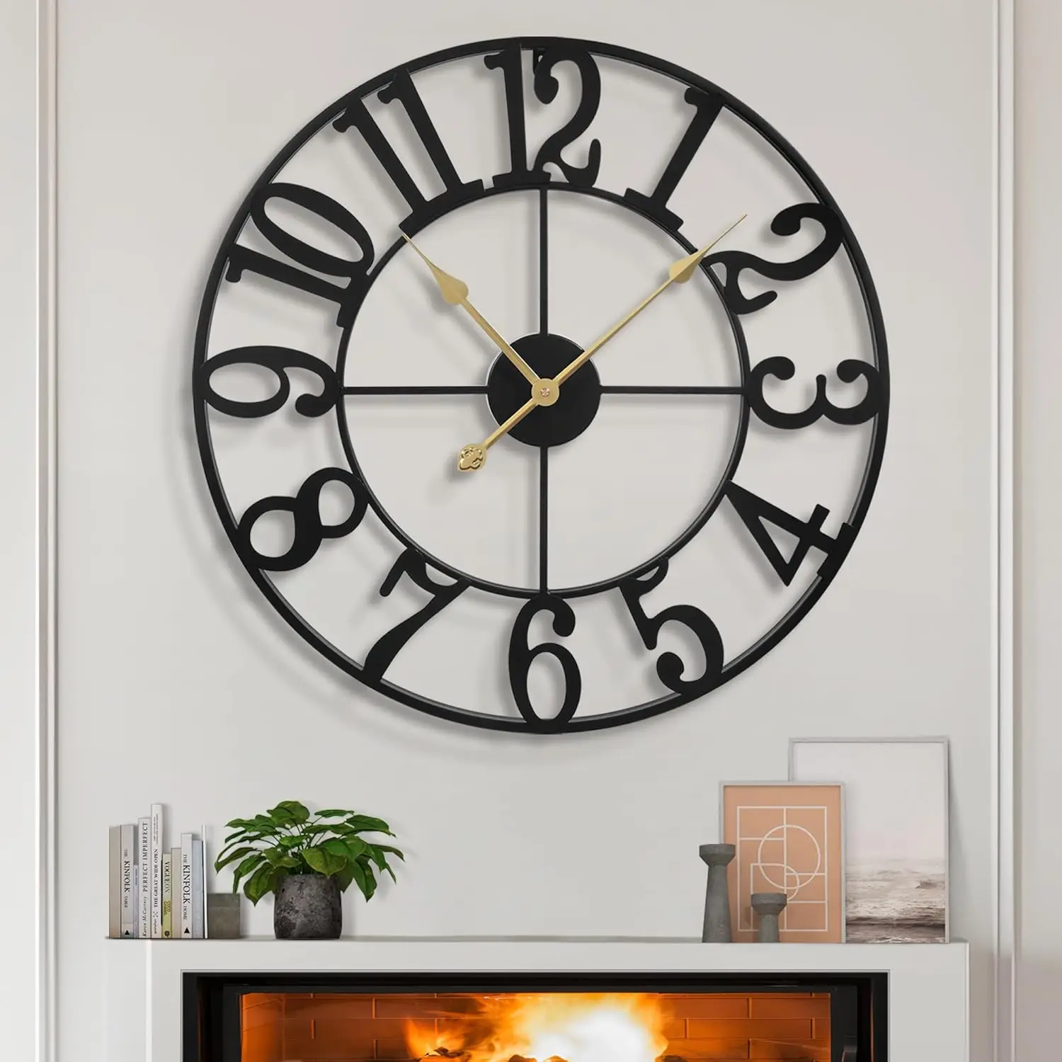 

Large Wall Clocks,Silent,Non Ticking,Battery Operated Big Retro Round Modern Metal Wall Clock for Living Room, Bedroom,Dinning R