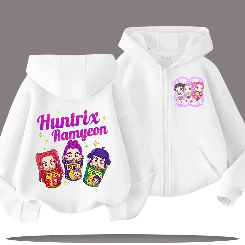 

K-pop Demon Hunter Kids Hoodie for Boys, Girls' Casual Shirt for Girls, Cartoon Print Winter Autumn Coat with Zipper Closure