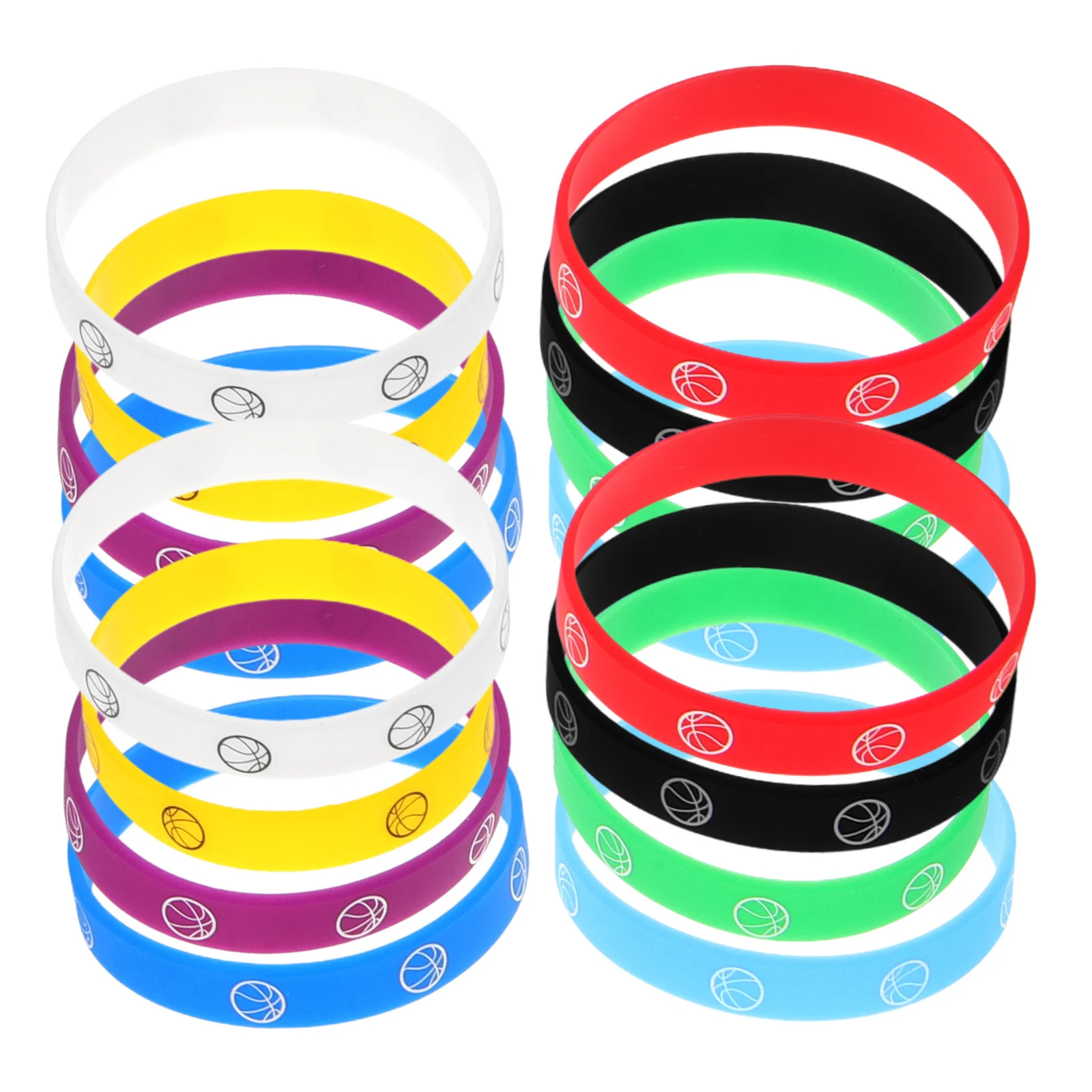 16 Uds pulseras de silicona de baloncesto pulseras elásticas Unisex para hombres mujeres Fiesta al aire libre Festival bandas elásticas cómodas