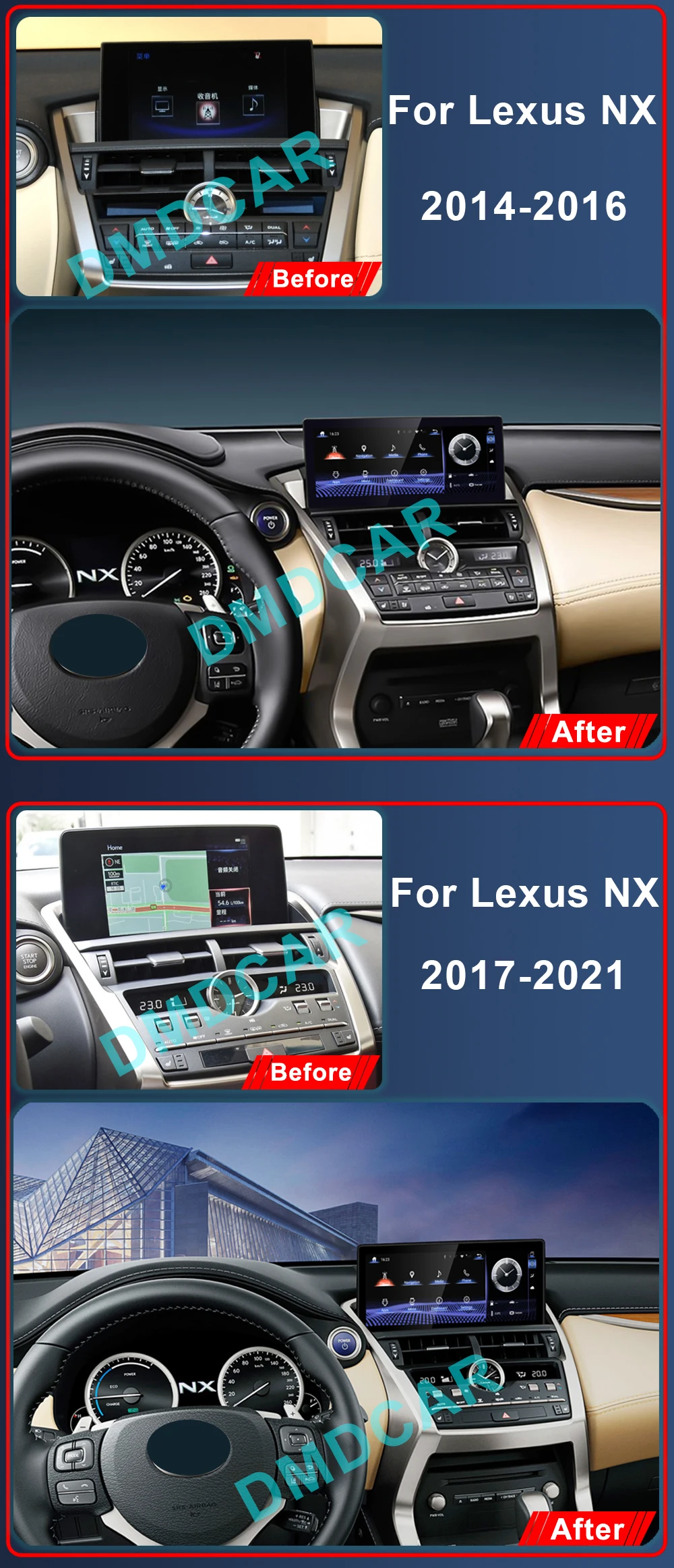 10.25inch Car Navigation Radio Player LCD Touch Screen Android Auto For Lexus NX NX200 NX200T 300h 2014-2021 Android11 8+128G