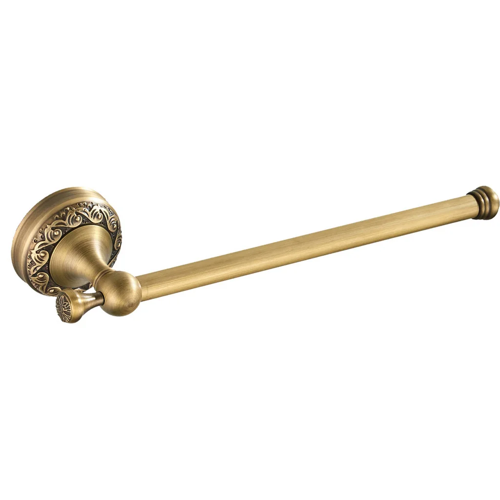 Classic Brass Wall Mounted Towel Rack Single Bar Durable Bathroom Accessories Set Look for Daily Use