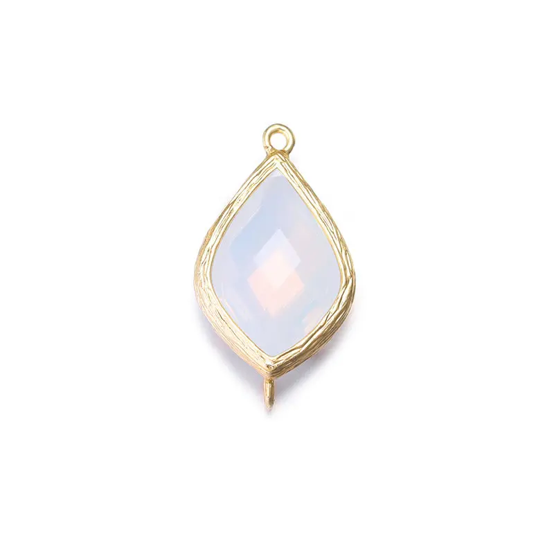 4PCS 14x24MM High Quality 18K Gold Color or Silver Color Brass Colourful Glass Beads 2 holes Drop Shape Connect Charms