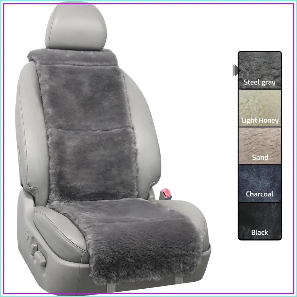 

Luxury Australian Sheepskin Semi-Custom Seat Cover for Most Cars, SUVs, Trucks, Sedans (Steel Gray)
