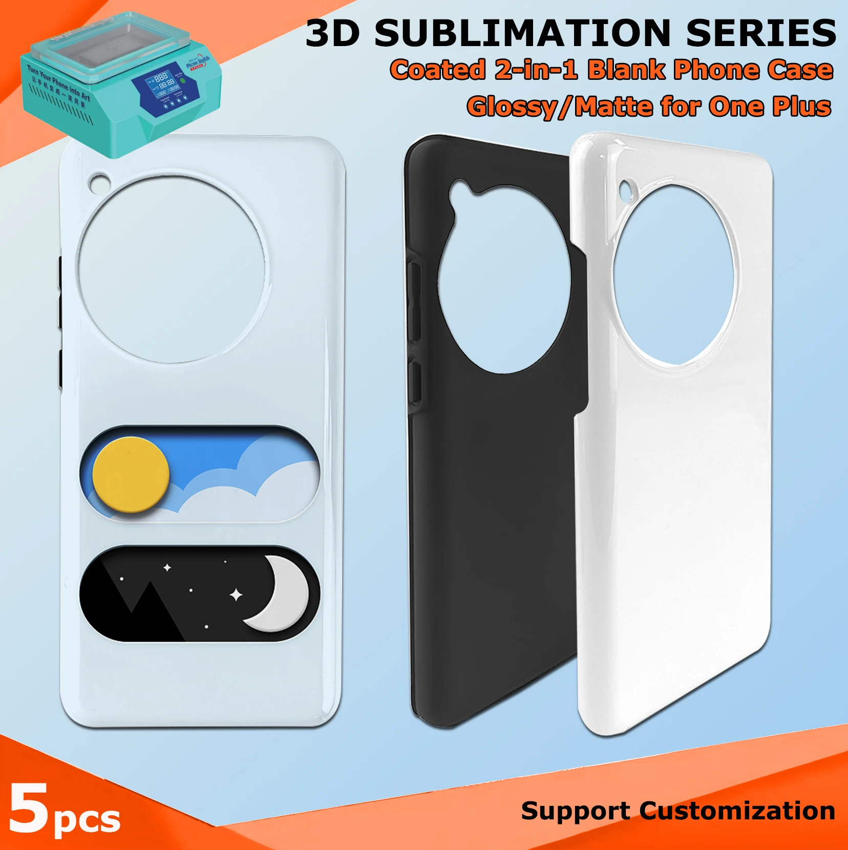 

Fonlyu 5pcs Coated 2 in 1 Blank Phone Cases for 3D Sublimation Heat Transfer Printing Covers for One Plus 13 12 11 10 9 8 Pro