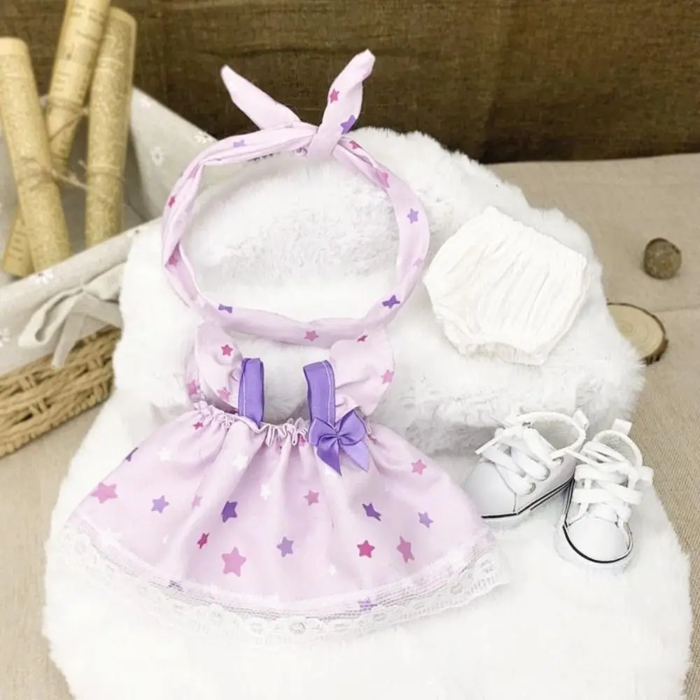 20cm Cotton Doll Lovely Princess Dress Plush Dolls Clothes Fashion Dresses Skirt with Headband Decoration Dolls Accessories