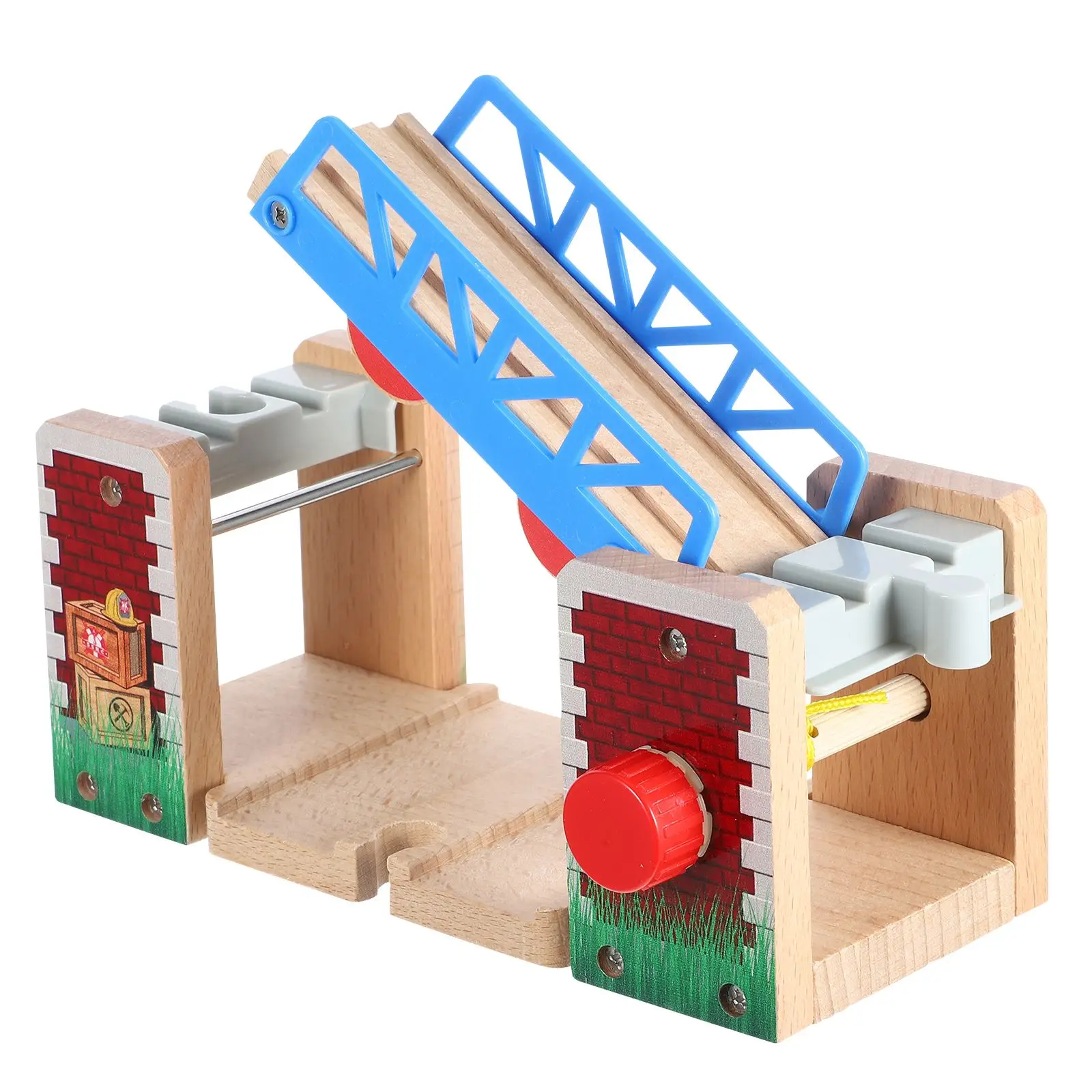 

New Wood Railway Bridge for Railroad Tracks Wooden Train Tracks Accessories Lift Bridge Wooden Track Train Toys Railway Part