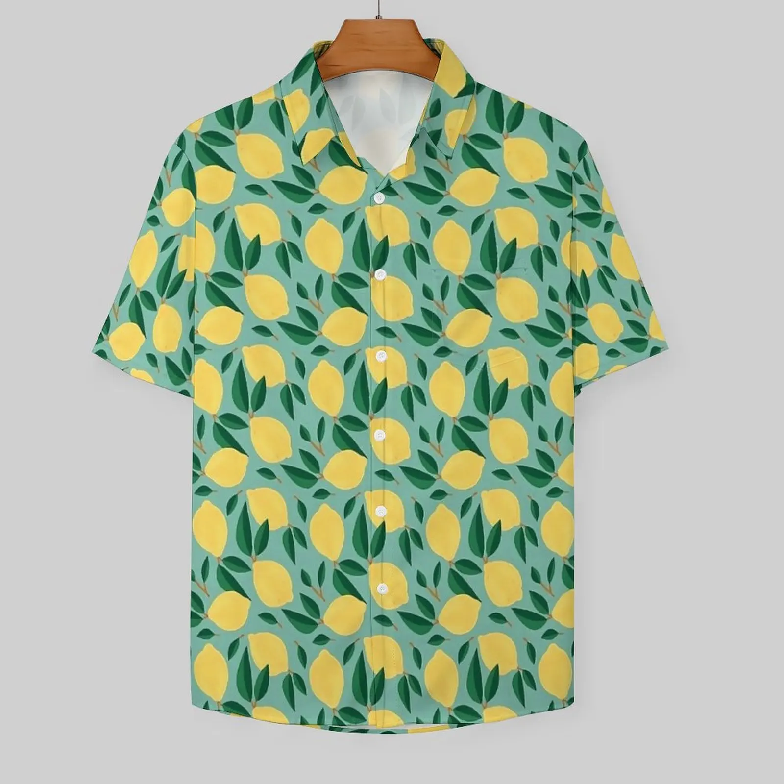 Fruit Print Summer Shirt For Male Beach Marley Lemon Casual Shirts Short Sleeves Harajuku Pattern Loose Oversized Blouses