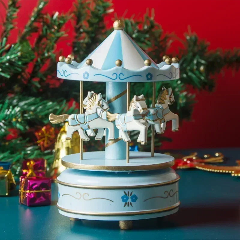 Christmas Decoration Ornaments Carousel Octave Box Music Box Birthday Gifts For Kids New Year Santa Decorations Home Room Decor